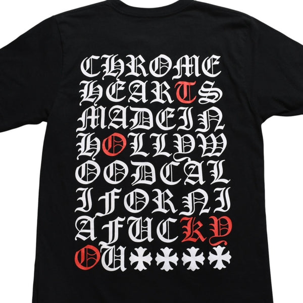 CHROME HEARTS クロムハーツ Made in hollywood バックプリントTシャツ ホースシュー CHプラス スクロールラベル ブラック ホワイト Sサイズ 美品 中古 4a003864