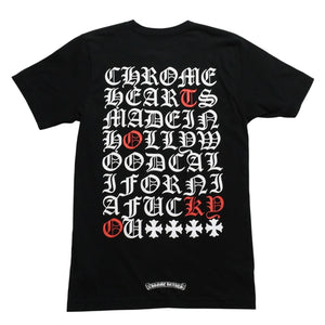 CHROME HEARTS クロムハーツ Made in hollywood バックプリントTシャツ ホースシュー CHプラス スクロールラベル ブラック ホワイト Sサイズ 美品 中古 4a003864