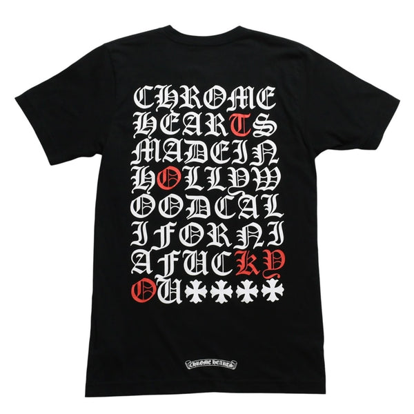 CHROME HEARTS クロムハーツ Made in hollywood バックプリントTシャツ ホースシュー CHプラス スクロールラベル ブラック ホワイト Sサイズ 美品 中古 4a003864