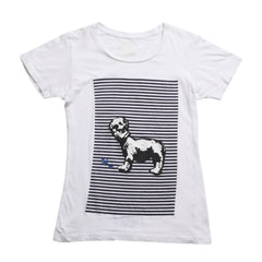 CHROME HEARTS Joe Foti Foti Dog Striped T-shirt Short Sleeve T-shirt Border Pattern Skull Horseshoe CH Cross White Black Good Condition Used 4a003850