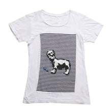 Load image into Gallery viewer, CHROME HEARTS クロムハーツ Joe Foti フォティドッグ ストライプ柄Tシャツ 半袖Tシャツ ボーダー柄 スカル ホースシュー CHクロス ホワイト ブラック 美品 中古 4a003850