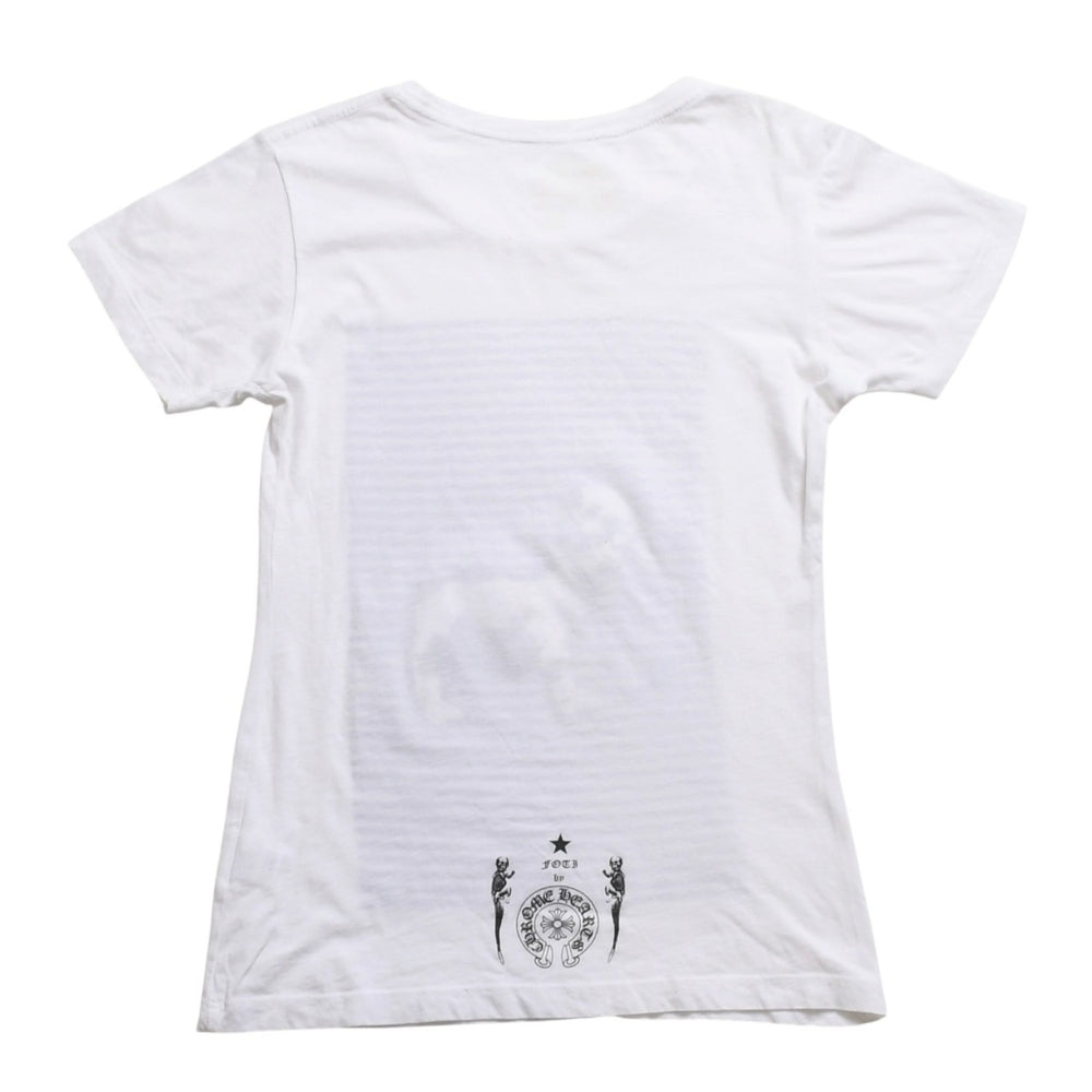 CHROME HEARTS Joe Foti Foti Dog Striped T-shirt Short Sleeve T-shirt Border Pattern Skull Horseshoe CH Cross White Black Good Condition Used 4a003850
