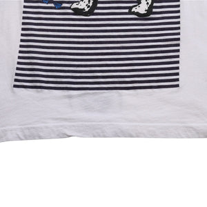 CHROME HEARTS Joe Foti Foti Dog Striped T-shirt Short Sleeve T-shirt Border Pattern Skull Horseshoe CH Cross White Black Good Condition Used 4a003850