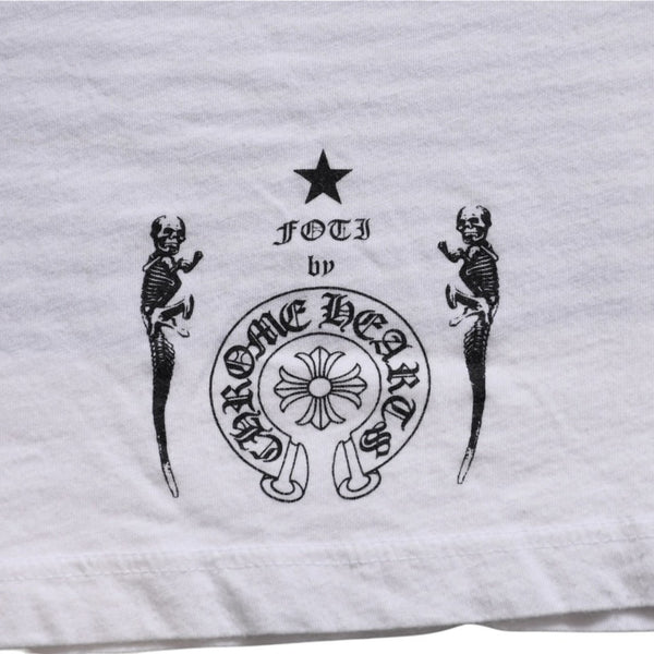 CHROME HEARTS Joe Foti Foti Dog Striped T-shirt Short Sleeve T-shirt Border Pattern Skull Horseshoe CH Cross White Black Good Condition Used 4a003850