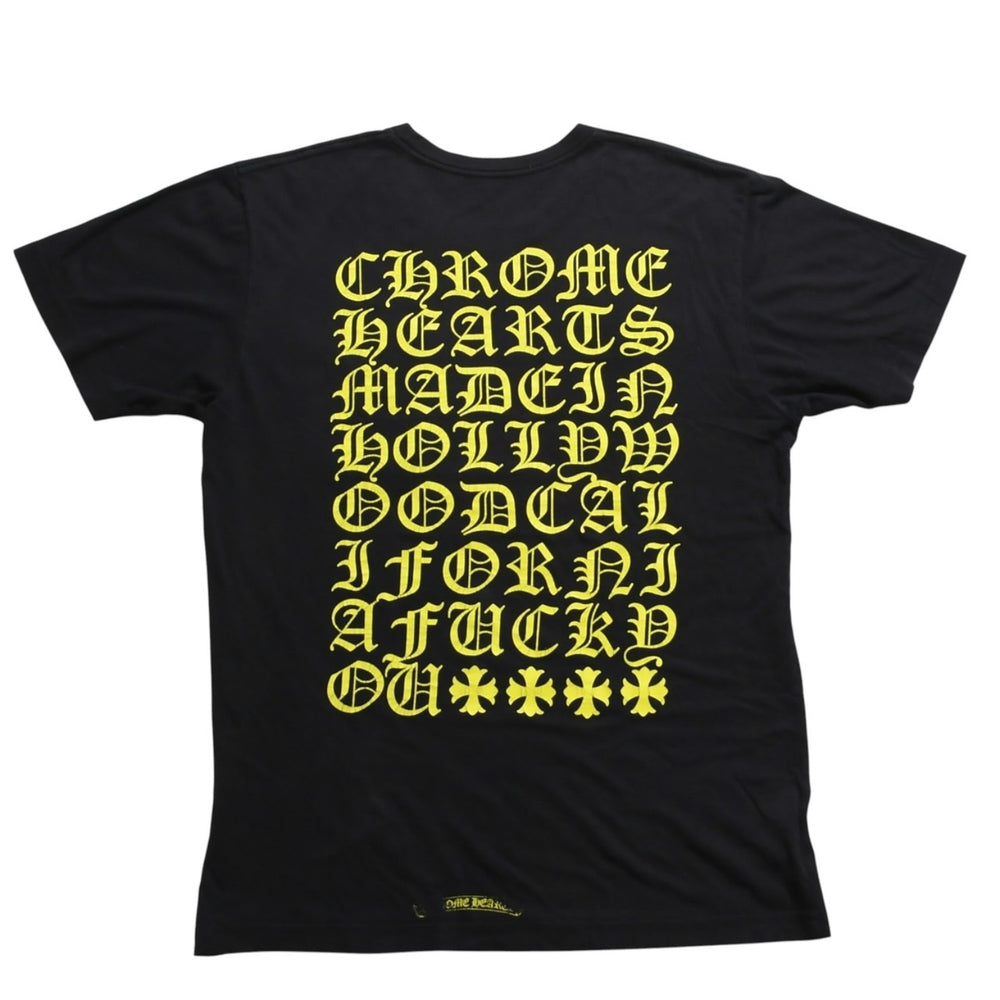 CHROME HEARTS Vertical Logo T-shirt Scroll Label Logo Black Yellow Size L Good Used 4a003858