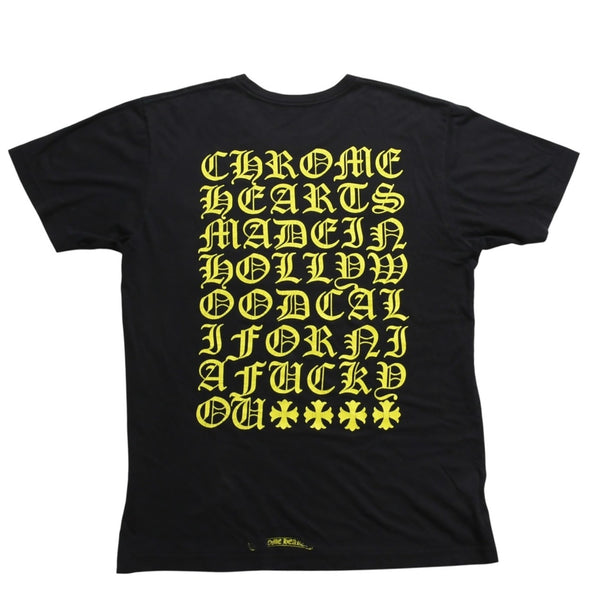 CHROME HEARTS Vertical Logo T-shirt Scroll Label Logo Black Yellow Size L Good Used 4a003858