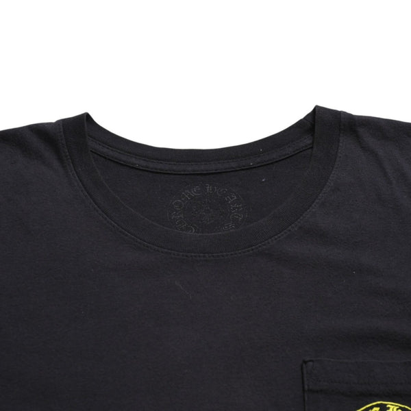 CHROME HEARTS Vertical Logo T-shirt Scroll Label Logo Black Yellow Size L Good Used 4a003858