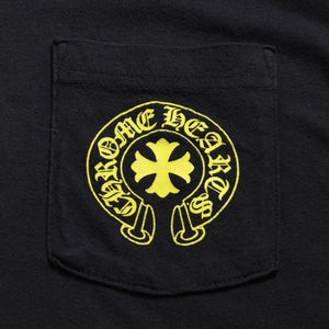 CHROME HEARTS Vertical Logo T-shirt Scroll Label Logo Black Yellow Size L Good Used 4a003858