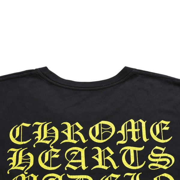 CHROME HEARTS Vertical Logo T-shirt Scroll Label Logo Black Yellow Size L Good Used 4a003858