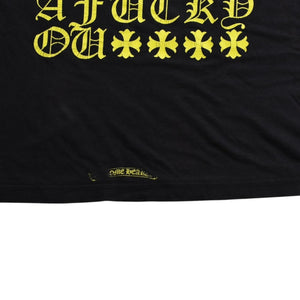 CHROME HEARTS Vertical Logo T-shirt Scroll Label Logo Black Yellow Size L Good Used 4a003858