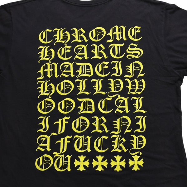 CHROME HEARTS Vertical Logo T-shirt Scroll Label Logo Black Yellow Size L Good Used 4a003858