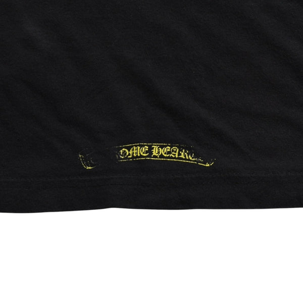 CHROME HEARTS Vertical Logo T-shirt Scroll Label Logo Black Yellow Size L Good Used 4a003858