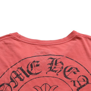 CHROME HEARTS Women's Short Sleeve T-Shirt Horseshoe Floral Cross Scroll Label CH Plus Salmon Pink Tight Silhouette M Size Good Condition Used 4a003860