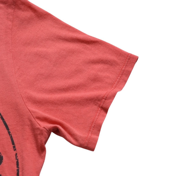 CHROME HEARTS Women's Short Sleeve T-Shirt Horseshoe Floral Cross Scroll Label CH Plus Salmon Pink Tight Silhouette M Size Good Condition Used 4a003860