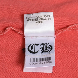 CHROME HEARTS Women's Short Sleeve T-Shirt Horseshoe Floral Cross Scroll Label CH Plus Salmon Pink Tight Silhouette M Size Good Condition Used 4a003860