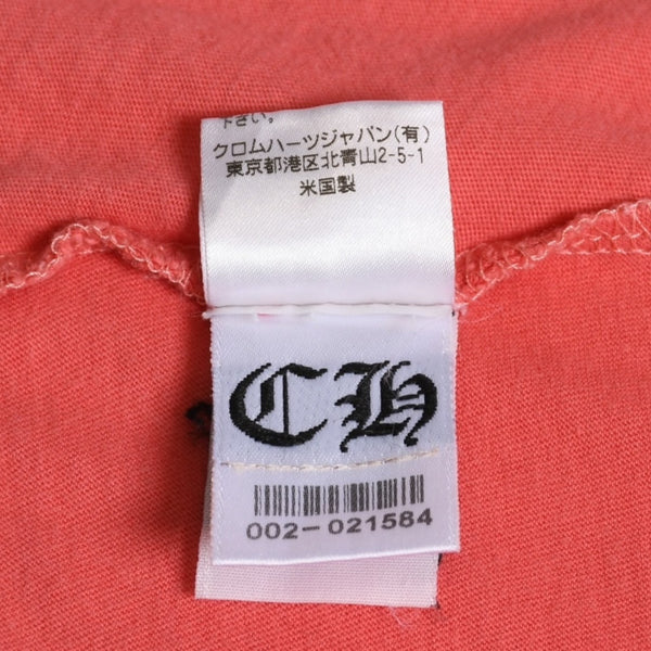 CHROME HEARTS Women's Short Sleeve T-Shirt Horseshoe Floral Cross Scroll Label CH Plus Salmon Pink Tight Silhouette M Size Good Condition Used 4a003860