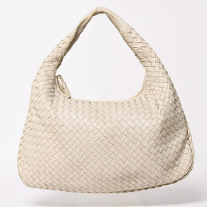 BOTTEGA VENETA Intrecciato Hobo Bag Handbag 115653 White Ivory Lambskin Gold Hardware Good Used 4a003888
