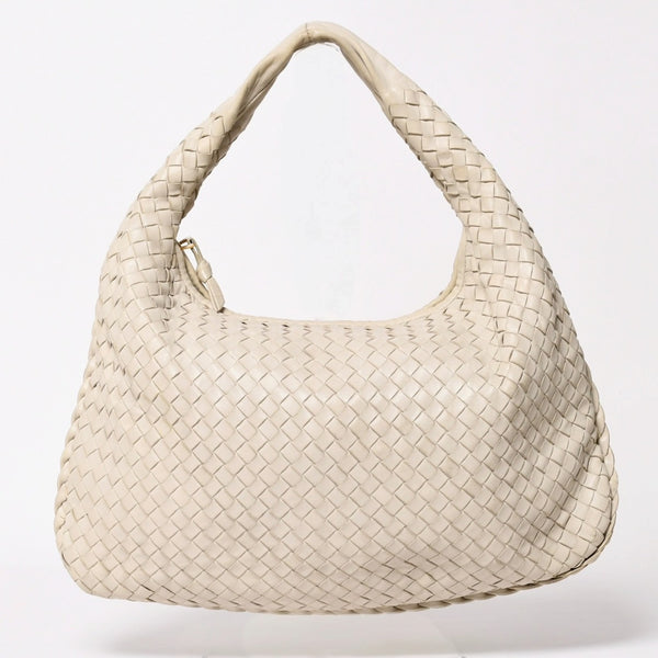BOTTEGA VENETA Intrecciato Hobo Bag Handbag 115653 White Ivory Lambskin Gold Hardware Good Used 4a003888