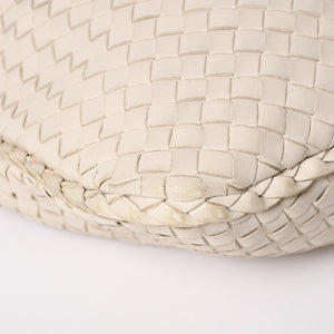 BOTTEGA VENETA Intrecciato Hobo Bag Handbag 115653 White Ivory Lambskin Gold Hardware Good Used 4a003888