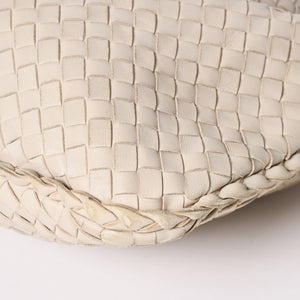 BOTTEGA VENETA Intrecciato Hobo Bag Handbag 115653 White Ivory Lambskin Gold Hardware Good Used 4a003888