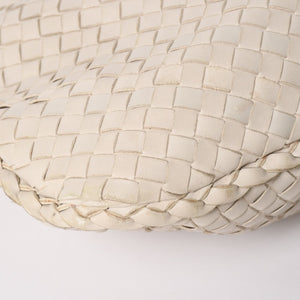 BOTTEGA VENETA Intrecciato Hobo Bag Handbag 115653 White Ivory Lambskin Gold Hardware Good Used 4a003888