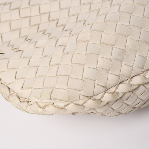 BOTTEGA VENETA Intrecciato Hobo Bag Handbag 115653 White Ivory Lambskin Gold Hardware Good Used 4a003888