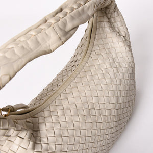 BOTTEGA VENETA Intrecciato Hobo Bag Handbag 115653 White Ivory Lambskin Gold Hardware Good Used 4a003888