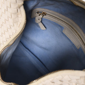 BOTTEGA VENETA Intrecciato Hobo Bag Handbag 115653 White Ivory Lambskin Gold Hardware Good Used 4a003888