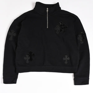 Like new CHROME HEARTS Leather Cross Patch Half Zip Sweat Cemetery Cross Patch Patent Leather Haraco Lamb Leather S Size Used 4a004023