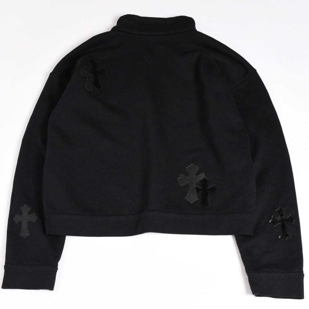 Like new CHROME HEARTS Leather Cross Patch Half Zip Sweat Cemetery Cross Patch Patent Leather Haraco Lamb Leather S Size Used 4a004023