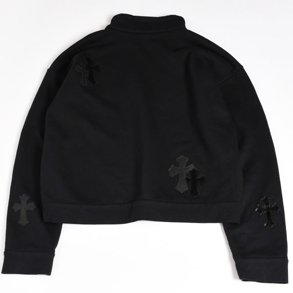 Like new CHROME HEARTS Leather Cross Patch Half Zip Sweat Cemetery Cross Patch Patent Leather Haraco Lamb Leather S Size Used 4a004023