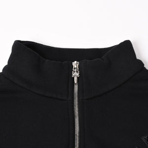 Like new CHROME HEARTS Leather Cross Patch Half Zip Sweat Cemetery Cross Patch Patent Leather Haraco Lamb Leather S Size Used 4a004023