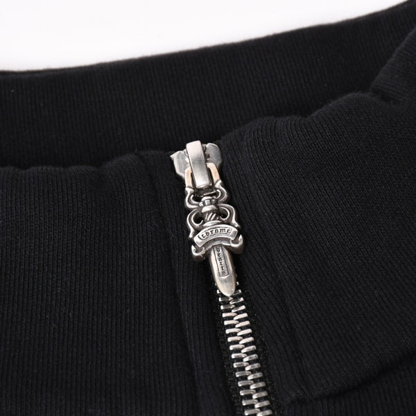 Like new CHROME HEARTS Leather Cross Patch Half Zip Sweat Cemetery Cross Patch Patent Leather Haraco Lamb Leather S Size Used 4a004023