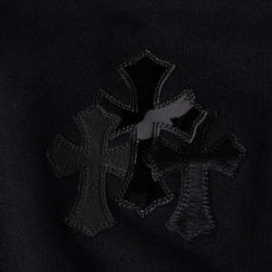Like new CHROME HEARTS Leather Cross Patch Half Zip Sweat Cemetery Cross Patch Patent Leather Haraco Lamb Leather S Size Used 4a004023