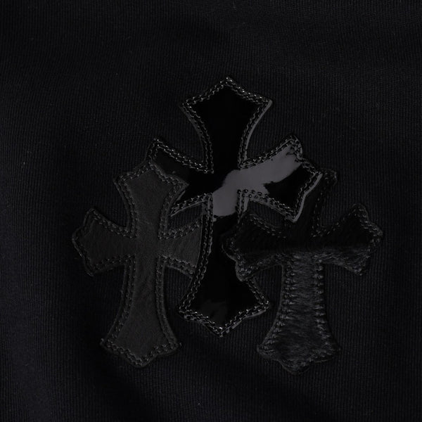 Like new CHROME HEARTS Leather Cross Patch Half Zip Sweat Cemetery Cross Patch Patent Leather Haraco Lamb Leather S Size Used 4a004023