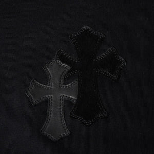 Like new CHROME HEARTS Leather Cross Patch Half Zip Sweat Cemetery Cross Patch Patent Leather Haraco Lamb Leather S Size Used 4a004023