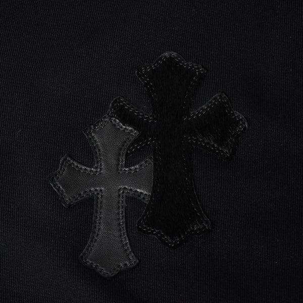 Like new CHROME HEARTS Leather Cross Patch Half Zip Sweat Cemetery Cross Patch Patent Leather Haraco Lamb Leather S Size Used 4a004023