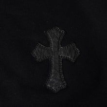 画像をギャラリービューアに読み込む, 新品同様 CHROME HEARTS クロムハーツ レザークロスパッチ ハーフジップスウェット セメタリークロスパッチ パテントレザー ハラコ ラムレザー シルバー925 Sサイズ 中古 4a004023