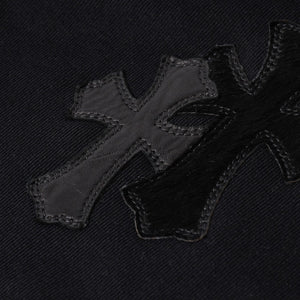 Like new CHROME HEARTS Leather Cross Patch Half Zip Sweat Cemetery Cross Patch Patent Leather Haraco Lamb Leather S Size Used 4a004023