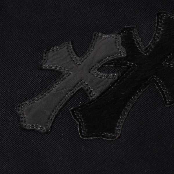 Like new CHROME HEARTS Leather Cross Patch Half Zip Sweat Cemetery Cross Patch Patent Leather Haraco Lamb Leather S Size Used 4a004023