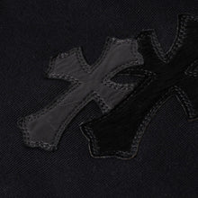 画像をギャラリービューアに読み込む, 新品同様 CHROME HEARTS クロムハーツ レザークロスパッチ ハーフジップスウェット セメタリークロスパッチ パテントレザー ハラコ ラムレザー シルバー925 Sサイズ 中古 4a004023