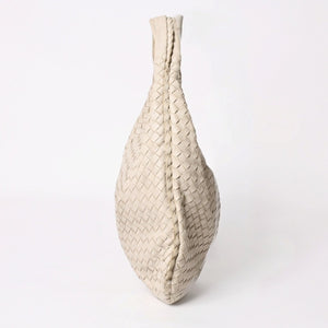 BOTTEGA VENETA Intrecciato Hobo Bag Handbag 115653 White Ivory Lambskin Gold Hardware Good Used 4a003888
