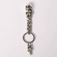 CHROME HEARTS クロムハーツ フォティ デルフィーノ #5ダガー キーリング スカル クラシックリンク シルバー925 重量86.82g 美品 中古 4a004105