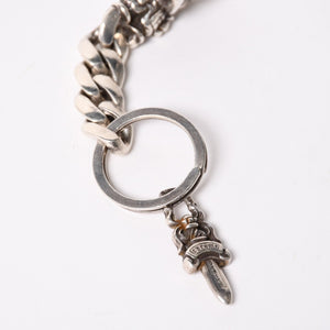 CHROME HEARTS クロムハーツ フォティ デルフィーノ #5ダガー キーリング スカル クラシックリンク シルバー925 重量86.82g 美品 中古 4a004105