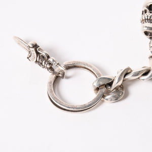 CHROME HEARTS クロムハーツ フォティ デルフィーノ #5ダガー キーリング スカル クラシックリンク シルバー925 重量86.82g 美品 中古 4a004105