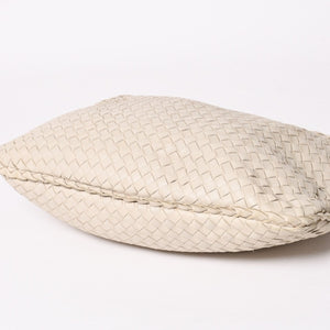 BOTTEGA VENETA Intrecciato Hobo Bag Handbag 115653 White Ivory Lambskin Gold Hardware Good Used 4a003888