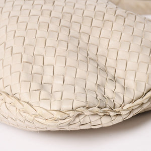 BOTTEGA VENETA Intrecciato Hobo Bag Handbag 115653 White Ivory Lambskin Gold Hardware Good Used 4a003888
