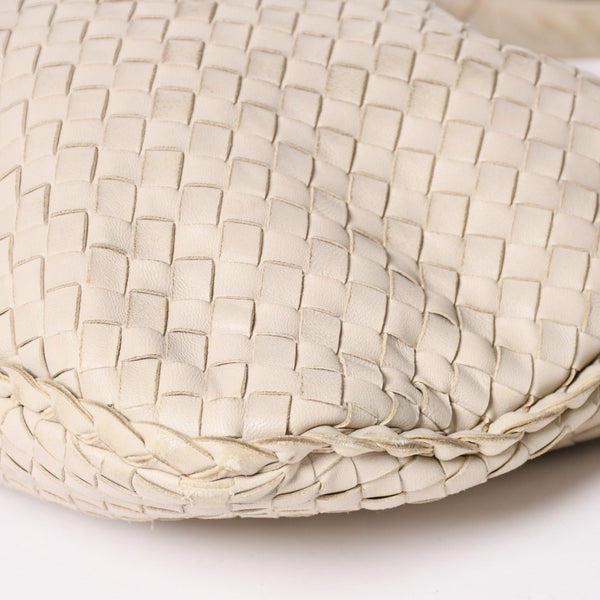 BOTTEGA VENETA Intrecciato Hobo Bag Handbag 115653 White Ivory Lambskin Gold Hardware Good Used 4a003888
