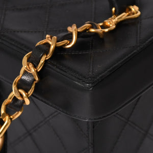 Very Good Condition CHANEL Bicolore Vanity Bag Handbag Coco Mark No. 3 Lambskin Black Gold Hardware Good Condition Used 4a003892