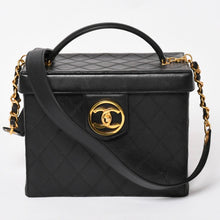 画像をギャラリービューアに読み込む, 極美品 CHANEL シャネル ビコローレ バニティバッグ ハンドバッグ ココマーク 3番台 ラムスキン ブラック ゴールド金具 美品 中古 4a003892
